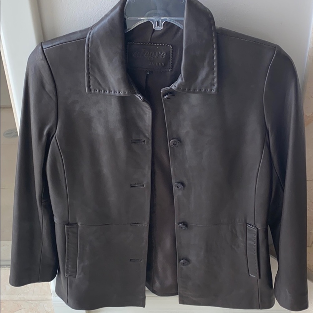 Dark brown leather blazer